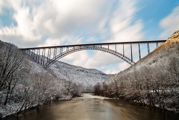 New River Gorge Bridge in winter